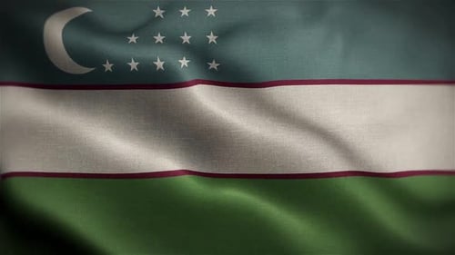 Realistic Waving Uzbekistan Flag Seamless Loop Background