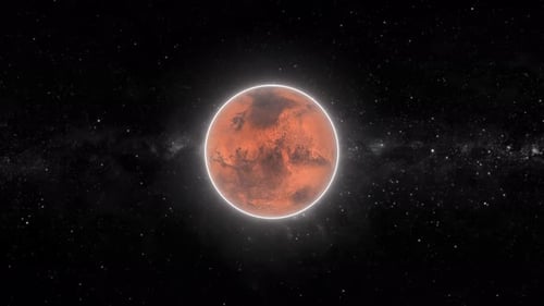 Animação do planeta Marte no espaço. 2190