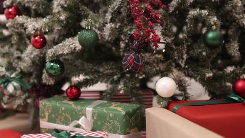 Christmas Presents Under Decorated Tree, Festive Season