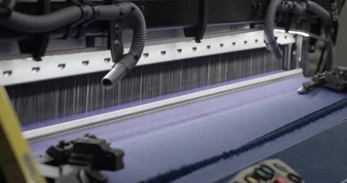 Spinning Factory Production of Fabrics Thread of Silk Linen and Synthetics Spinning Machine at Work