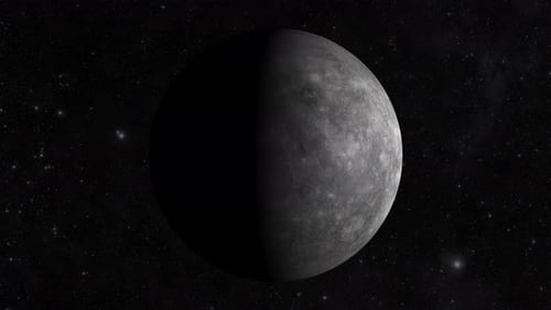 Planet Mercury Rotation in Space with Light Reveal