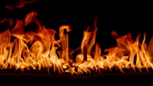 Vivid Flames Dancing on Black Background