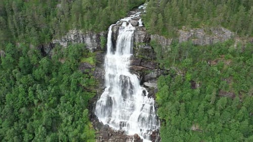 Tvindefossen waterfall, Tvinde near Voss, Hordaland, Norway, Scandinavia