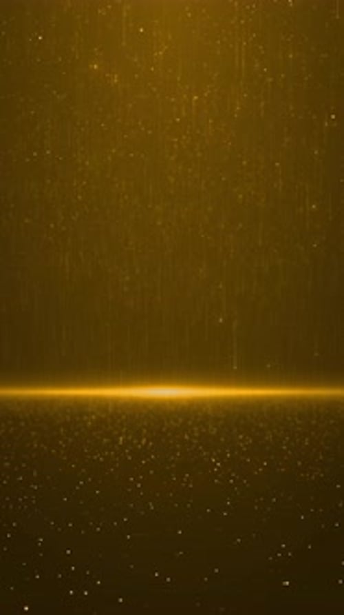 luxury golden fan shape wall sparkling with magical stardust particles Golden particle lights flashi