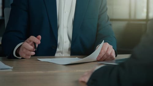 Closeup Unrecognizable Businessman Signing Contract to Starting Project Investment Putting Signature