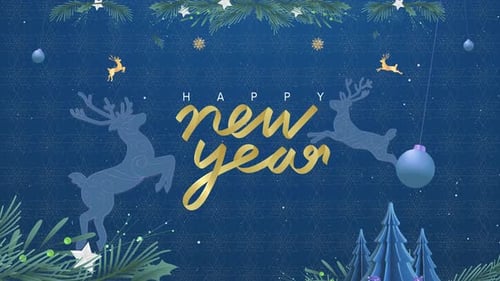 Christmas Happy New Year Blue Background
