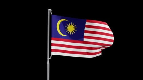Realistic Waving Flag of Malaysia on Black Background