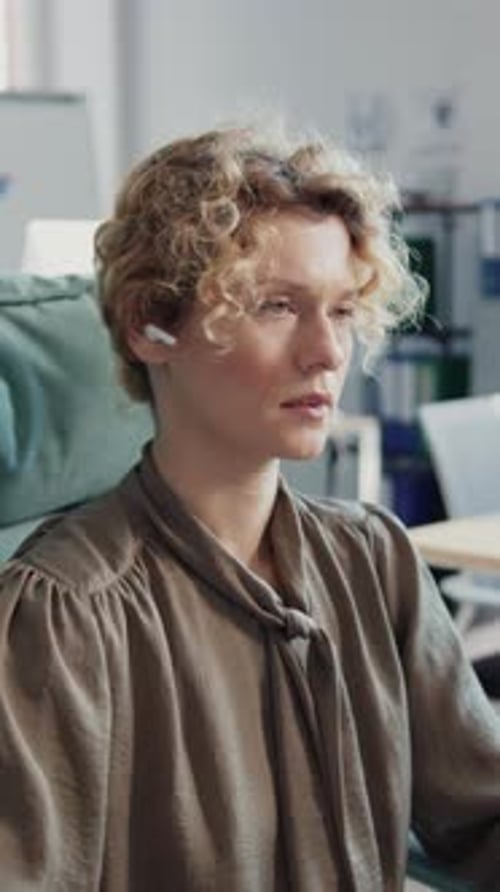 Woman Feeling Tired Suffering From Headache After Computer Work Tired Business Woman Touching Head