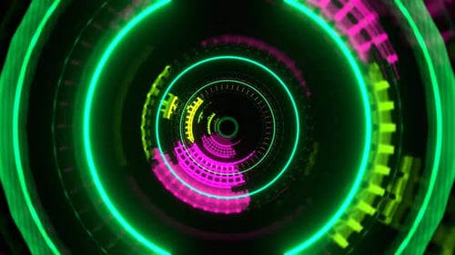 Green And Pink Movement Inside A Reactor With Pulsating Neon Energy Background Vj Loop In 4K
