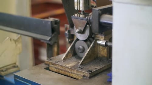 Processing Metal Detail On Automatical Lathe In Workshop. Metal Working On Modern Equipment. Prod...