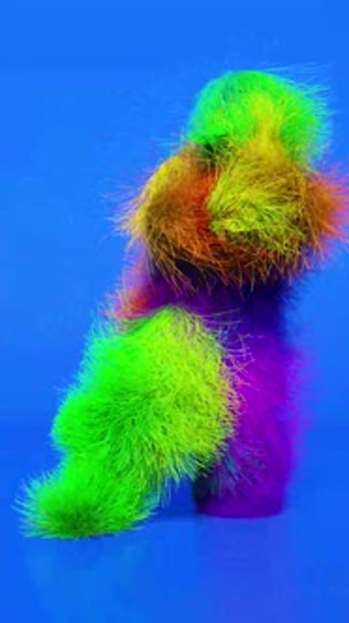 Vibrant Abstract Furry Creature Morphing Loop Vertical