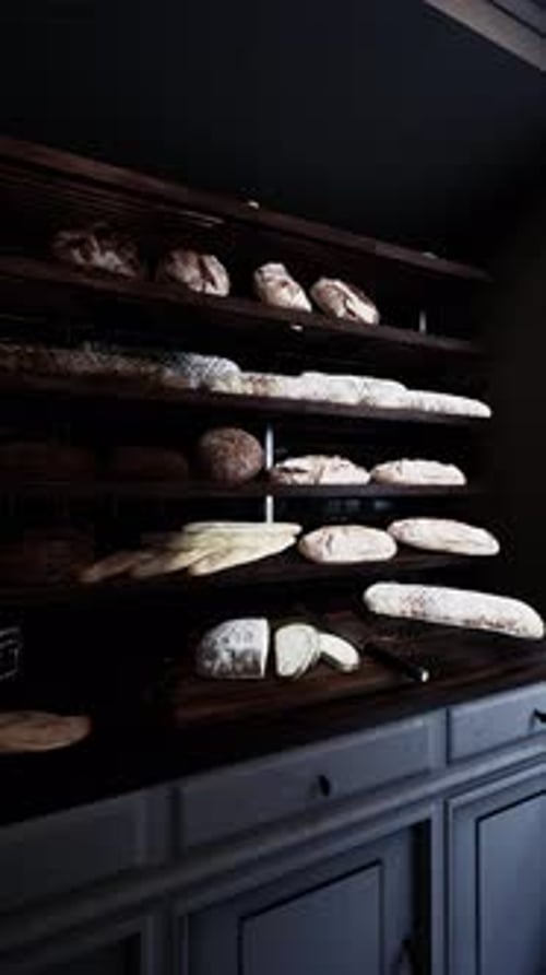 Assorted Loaves of Bread on Old Bakery Counter