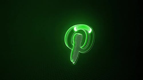 Neon Glowing Line Logo Reveal on Grid Background
