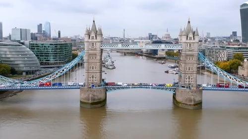 Iconic Tower Bridge Connecting London with Southwark on the Thames River