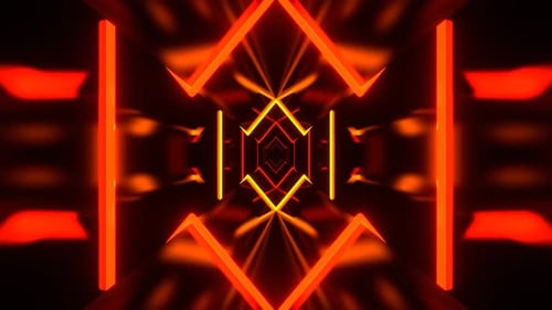 Orange Geometric Flashing Neon In An Infinite Tunnel Background Vj Loop In 4K