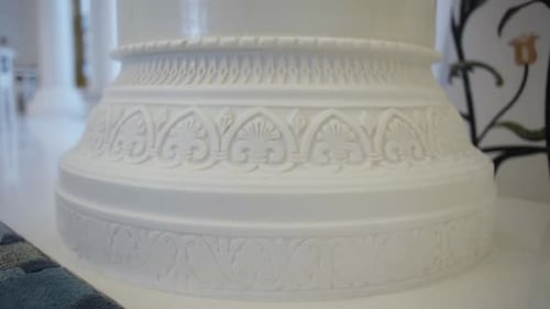 Interior details of a white mosque