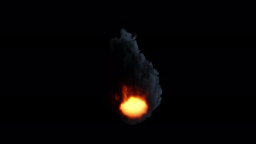 Burning Meteor lower view, transparent background