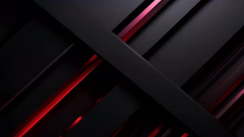 Abstract Geometric Black Background with Glowing Red Lines