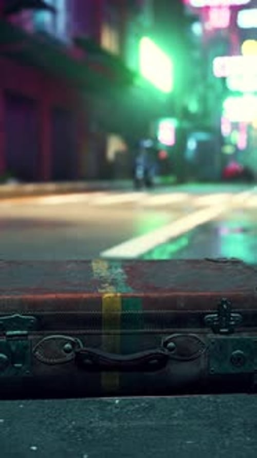 A Suitcase Sitting in the Middle of a Street