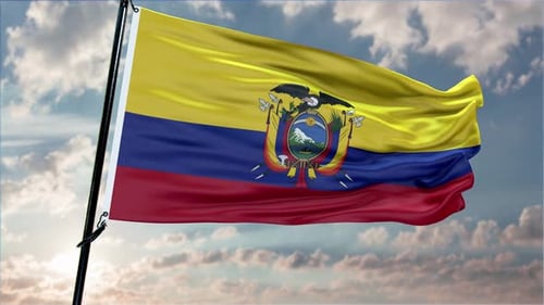 Ecuador Flag Waving Realistic 3D Seamless Loop