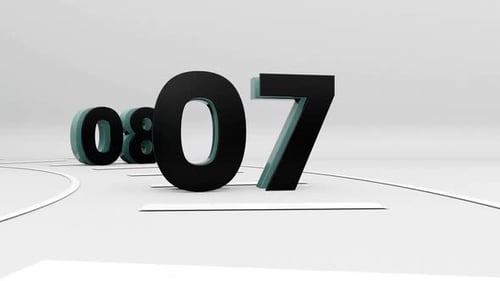 3D Geometric Countdown with Modern Numbers