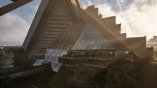 Una enorme estructura arquitectónica con numerosas ventanas