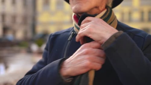 Adult Ties Striped Scarf Outdoors