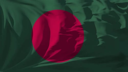 Realistic Waving Flag of Bangladesh with Fabric Detail