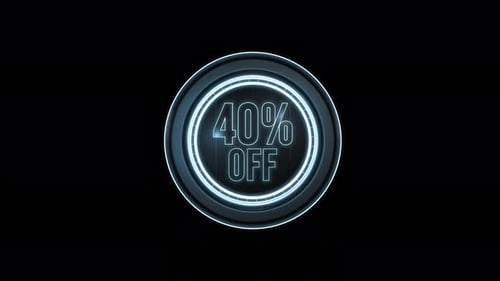 Futuristic Neon Sale Badge Percent Off Reveal Animation