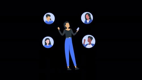 Flat Design Animation: Person Connecting With Social Avatars