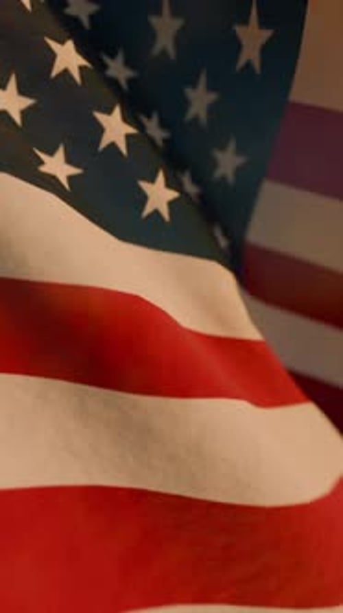 Realistic Waving American Flag Vertical Background