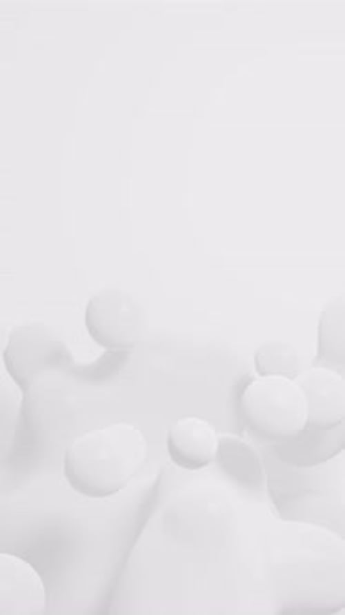 Fließende abstrakte weiße Kugeln, die schweben und sich vermischen, Metabälle, Looping Motion 3D, rendern vertikales Video