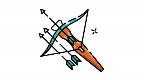 Animated Crossbow and Arrows Flat Design Icon