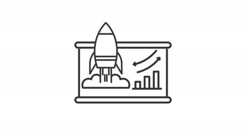 rocket presentation chart for business animated icon