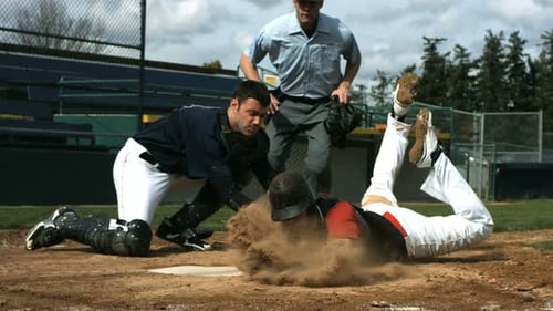 Baseball Player Slides Into Home Plate,