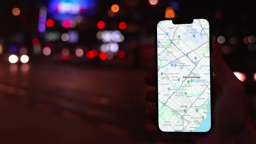 Map Of Mississauga, Canada On Phone Screen