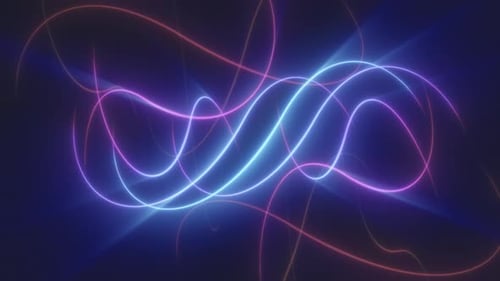 Abstract Neon Glowing Lines Motion Background Loop
