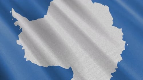Antarctica Map Flag Realistic Waving Animation