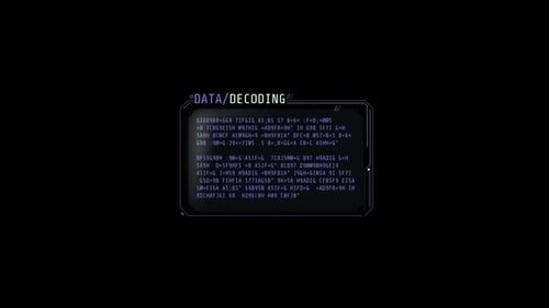 Ventana de decodificación de texto pequeña con efecto parpadeante