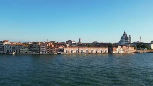 Venice Italy Skyline Aerial View of Basilica and Grand Canal at Sunrise