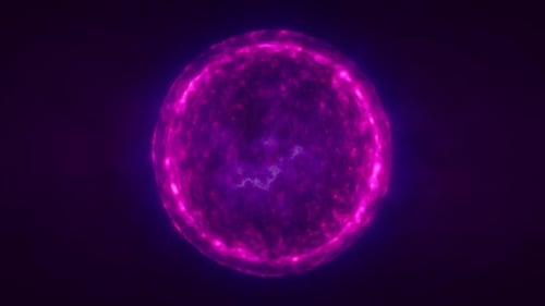 Glowing purple sphere with a cosmic texture on a dark background, resembling a star or energy