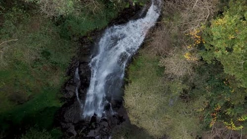 Aerial View Of Fervenza Das Hortas, Waterfalls In As Hortas, Spain.