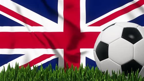 Soccer Background with United Kingdom Flag 4K Looped