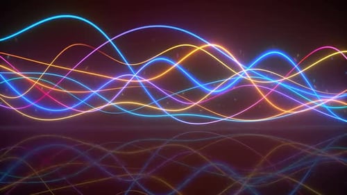 Ondas sonoras brillantes que oscilan. Bucle VJ abstracto. Animación de renderizado 3D