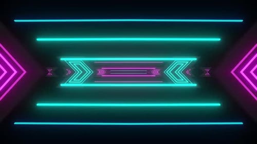 Dynamic neon arrows moving in seamless loop animation background