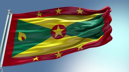 Realistic Waving Grenada Flag Looping Animation