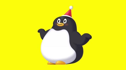 Vidéo en boucle de caricature de dessin animé de Noël abstraite : Pingouin