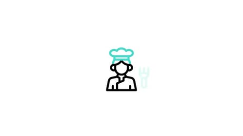 Animated Flat Design Chef Icon Reveal
