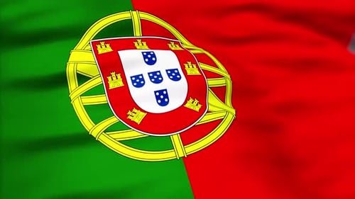 Portugal National Flag Waving in Realistic Fabric Animation