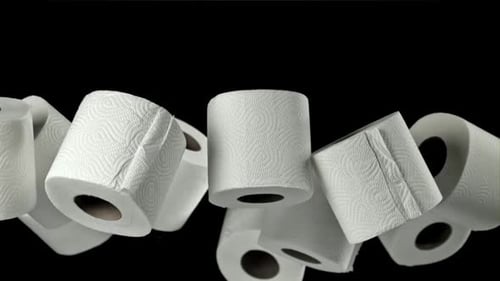 Toilet Paper Flies Up and Falls Down Filmed on a Highspeed Camera at 1000 Fps